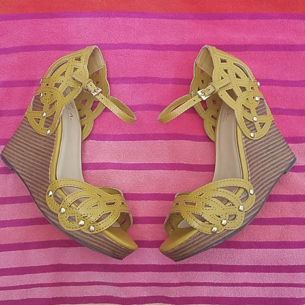 Yellow Wedge Sandals